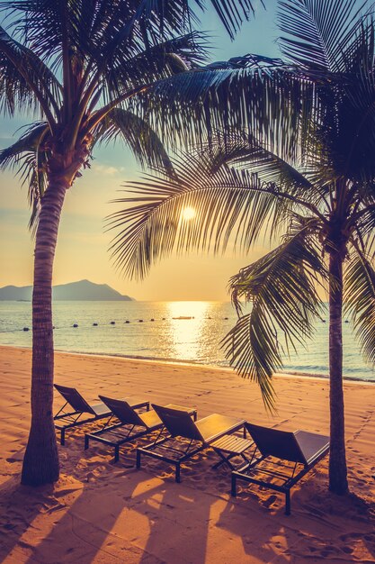 Belle plage et la mer avec palmier