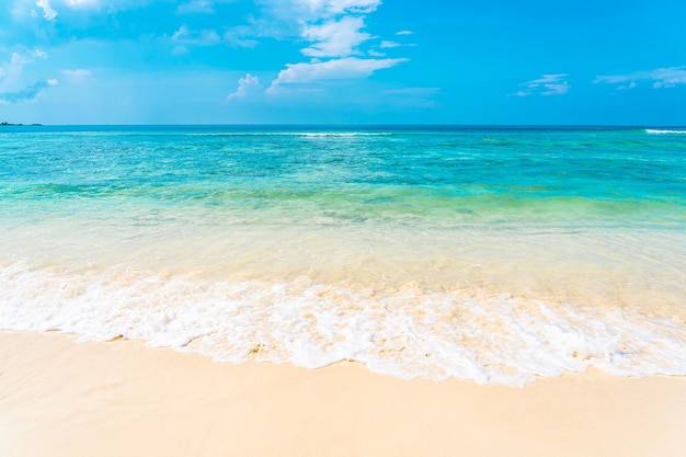 Belle Plage Vide Tropicale Mer Océan Avec Nuage Blanc Sur Fond De Ciel Bleu
