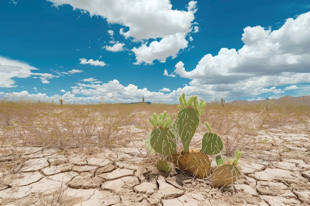 Photo gratuite belle plante de cactus avec un paysage désertique