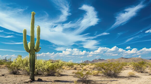 Belle plante de cactus avec un paysage désertique