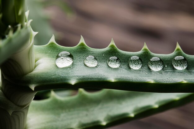 Belle plante macro avec des gouttes de pluie