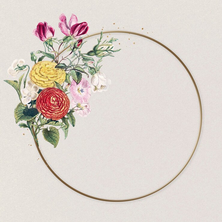 Photo gratuit belle renoncule cercle cadre fleur colorée illustration vintage