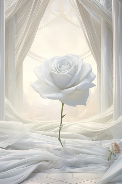 Photo gratuite belle rose blanche à l'intérieur