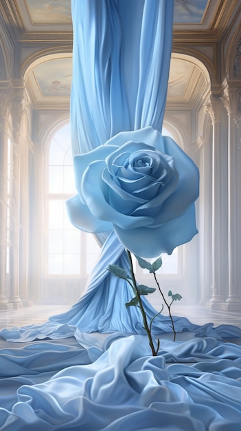 Belle rose bleue à l'intérieur