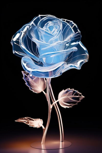 Photo gratuite belle rose bleue en studio