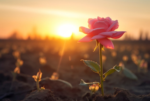 Photo gratuite belle rose en extérieur