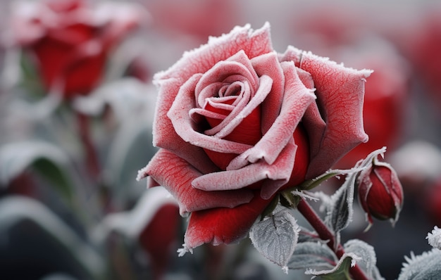Photo gratuite belle rose gelée à l'extérieur