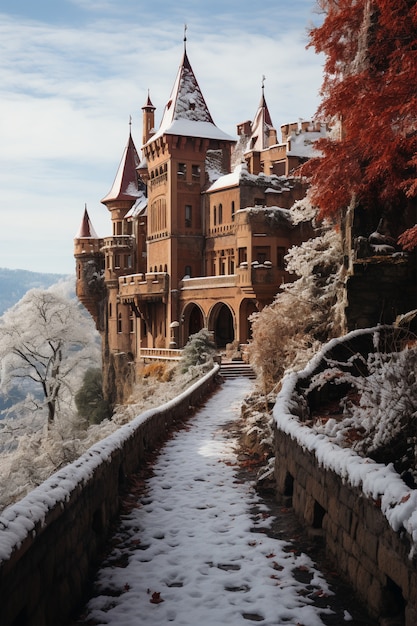 Photo gratuite belle saison d'hiver du château