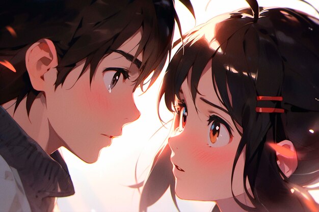 Une belle scène de dessin animé de couple d'anime