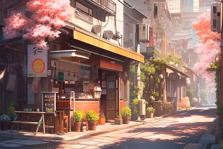 Photo gratuit une belle scène de dessin animé de paysage d'anime