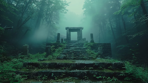 Belle scène de forêt japonaise