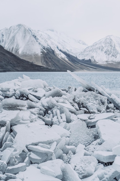 Photo gratuite belle vue sur les icebergs au ladakh, le réchauffement climatique et le concept de changement climatique.