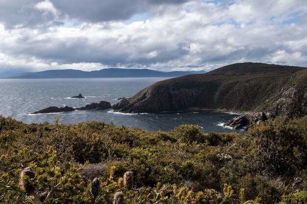 Belle vue sur le phare du cap Bruny au parc national de South Bruny