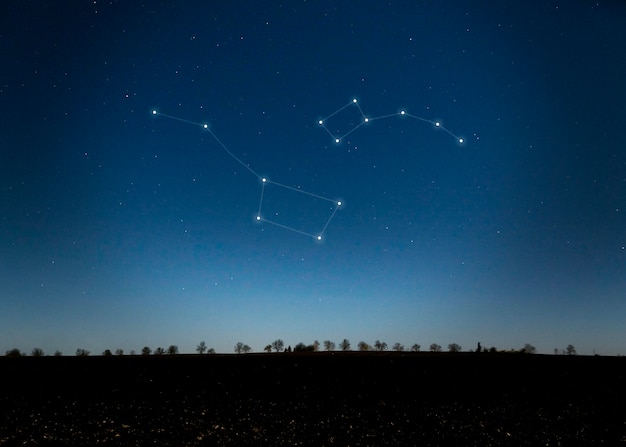 Photo gratuite belles constellations sur le ciel bleu