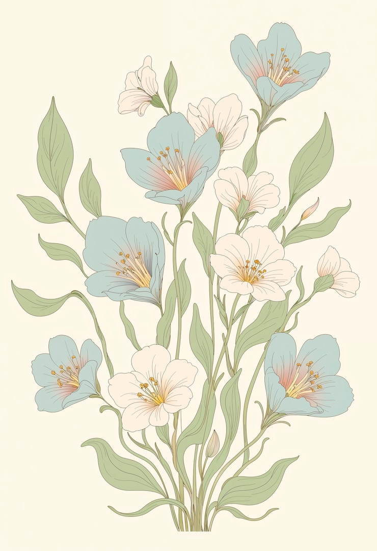 Photo gratuit de belles fleurs d'art nouveau