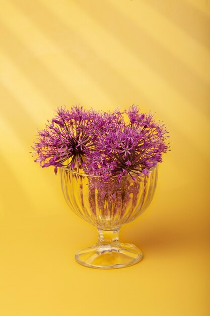 Belles fleurs violettes dans le fond d'écran de printemps tasse