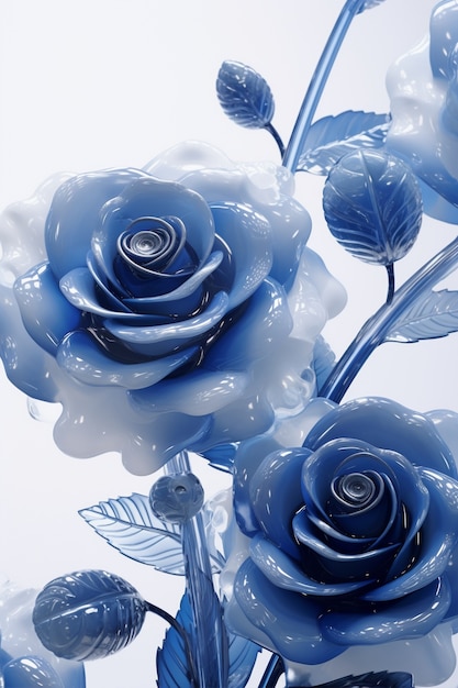 Belles roses bleues en studio