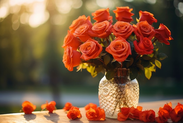 Belles roses dans un vase