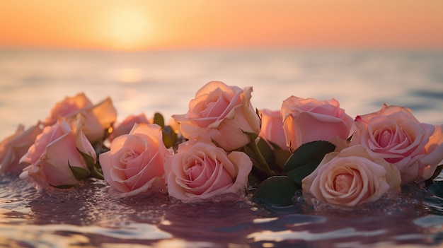 Belles roses sur l'eau