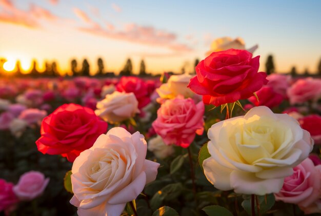 De belles roses en extérieur