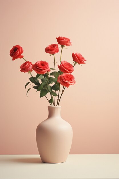 Belles roses en fleurs dans un vase