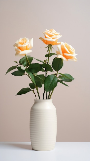 Belles roses en fleurs dans un vase