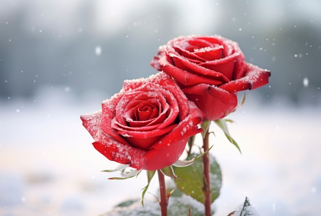 Photo gratuite belles roses gelées à l'extérieur