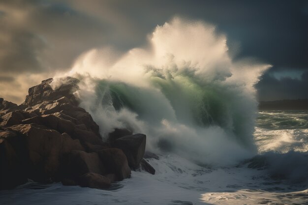 Belles vagues de bord de mer