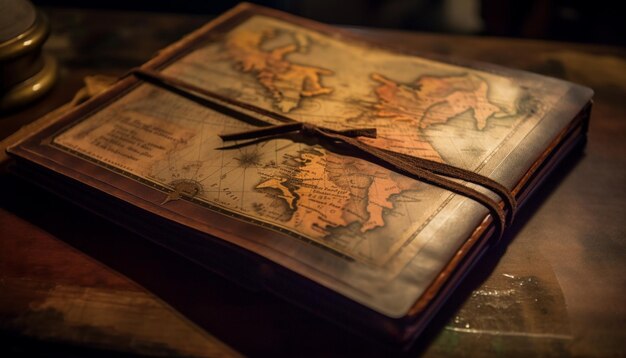 Bible antique sur table grungy Une nature morte générée par l'IA