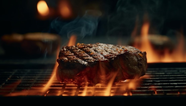 Photo gratuite bifteck de surlonge grillé cuit à la perfection à l'extérieur généré par l'ia