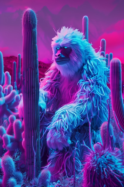Bigfoot représenté dans une lueur de néon