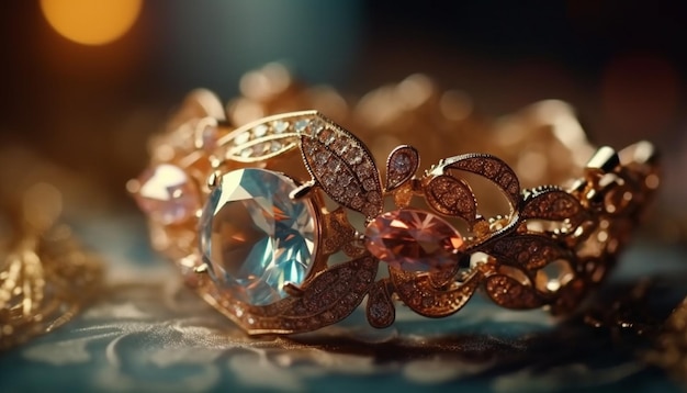 Les bijoux en pierres précieuses brillantes brillent d'élégance et de glamour générés par l'IA
