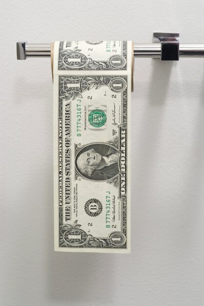 Billets de dollars en papier toilette