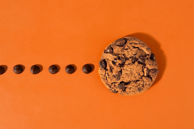 Biscuit aux pépites de chocolat vue de dessus