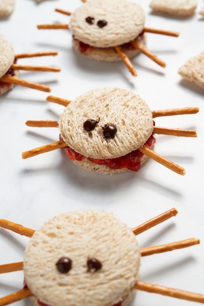 Biscuits araignées savoureux à angle élevé