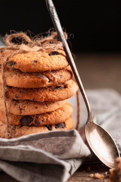 Biscuits au chocolat gros plan