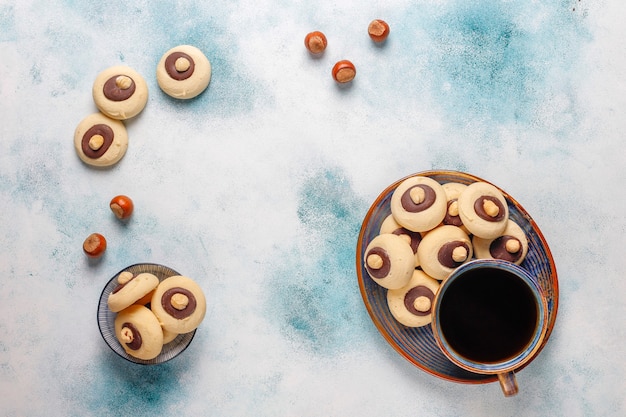 Biscuits aux noisettes aux noisettes, vue du dessus