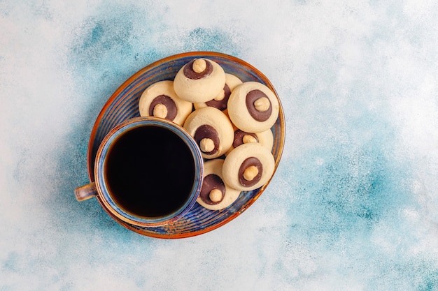 Biscuits aux noisettes aux noisettes, vue du dessus