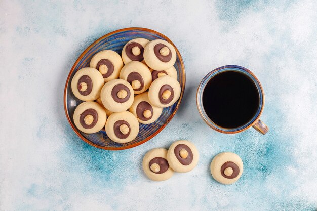 Biscuits aux noisettes aux noisettes, vue du dessus