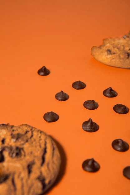 Biscuits aux pépites de chocolat à angle élevé
