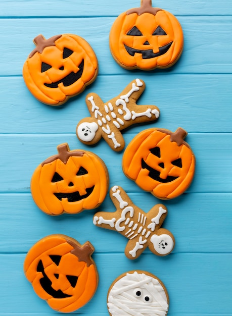 Photo gratuite biscuits halloween effrayants vue de dessus