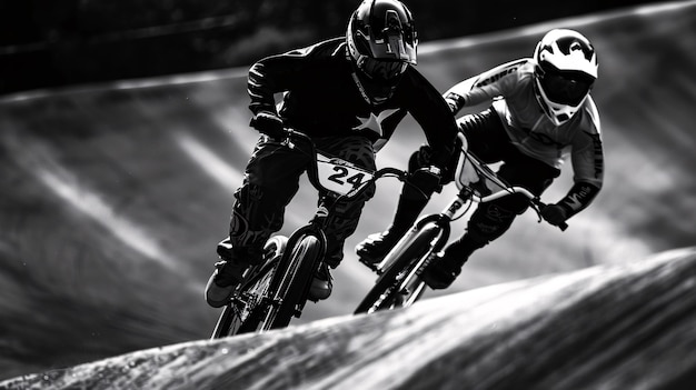 Photo gratuite black and white portrait of athlete participating in the olympic championship sports