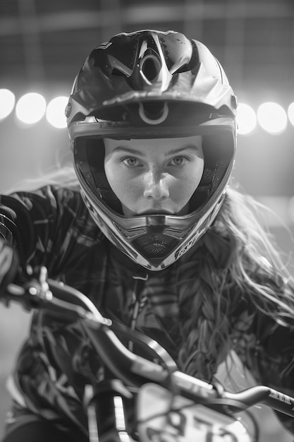 Photo gratuite black and white portrait of athlete participating in the olympic championship sports