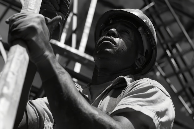 Photo gratuite black and white scene showcasing the life of construction workers on the site