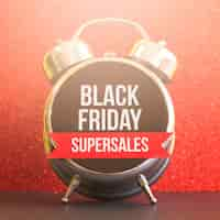 Photo gratuite black friday inscription super vente sur horloge