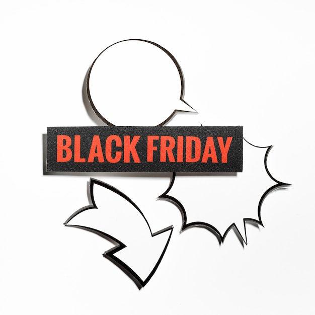 Photo gratuite black friday signe et nuages ​​de conversation