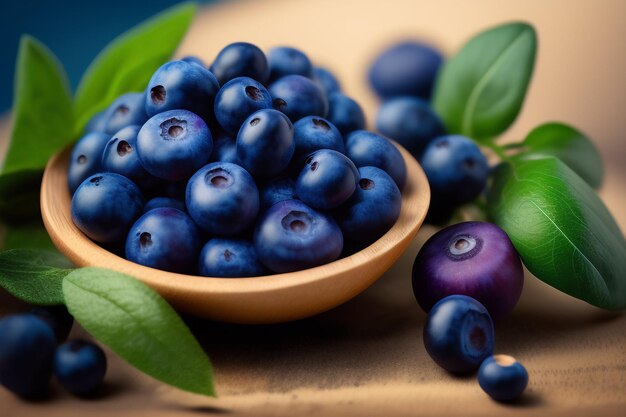 Les bleuets sont dans un bol sur une table.