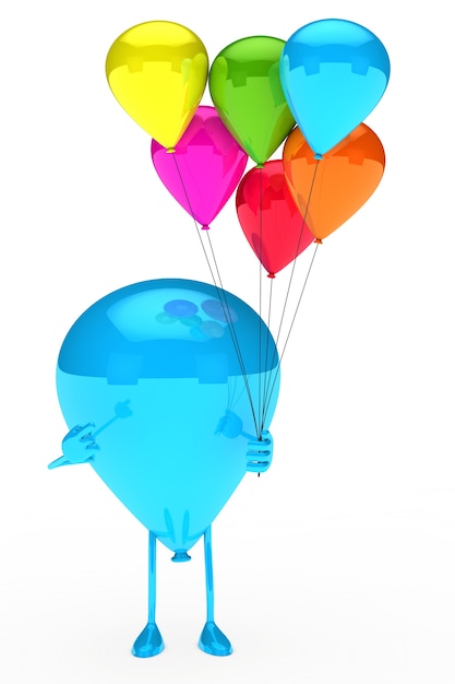 Blue balloon tenant des ballons colorés