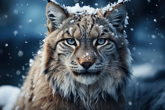 Bobcat dans la saison d'hiver nature