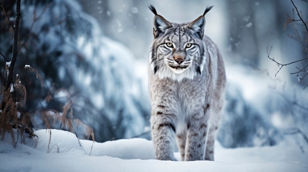 Photo gratuite bobcat dans la saison d'hiver nature